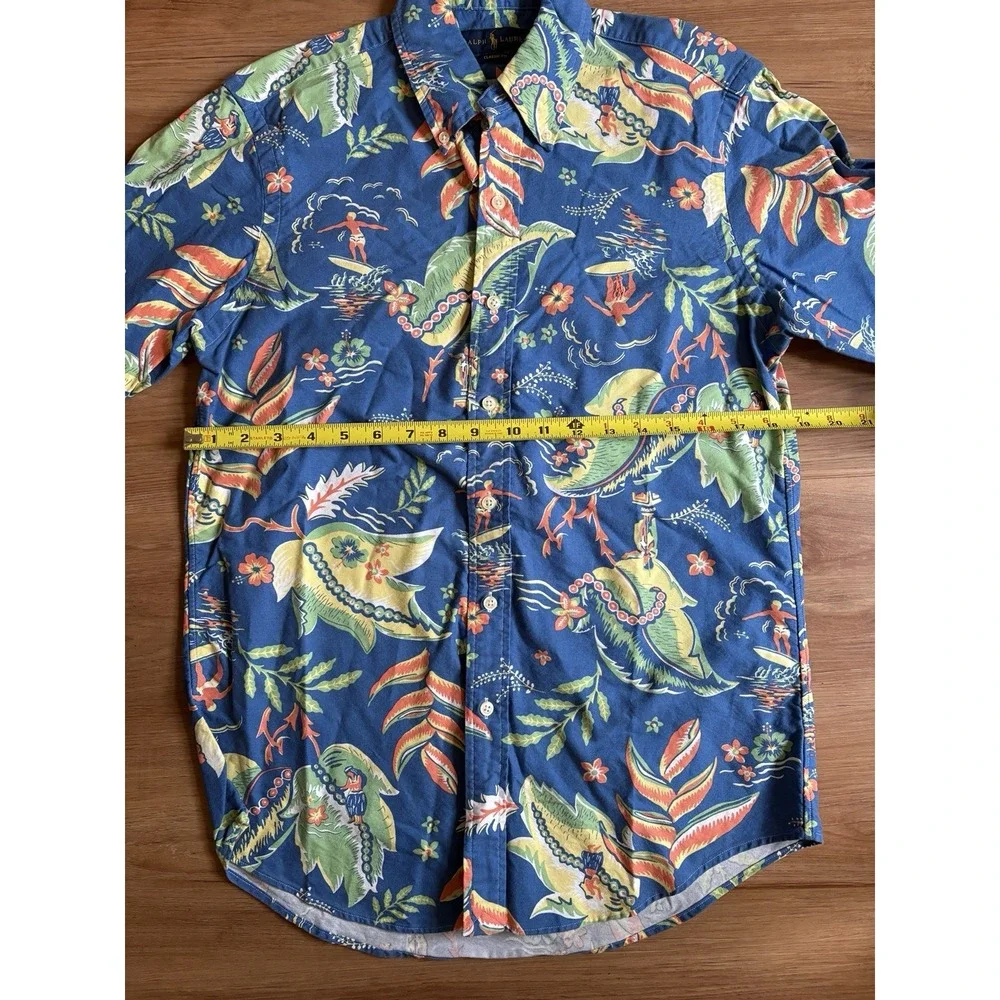 Polo Ralph Lauren Button Long Sleeve Shirt Floral Tropical Beachy Surfer | Sz Sm